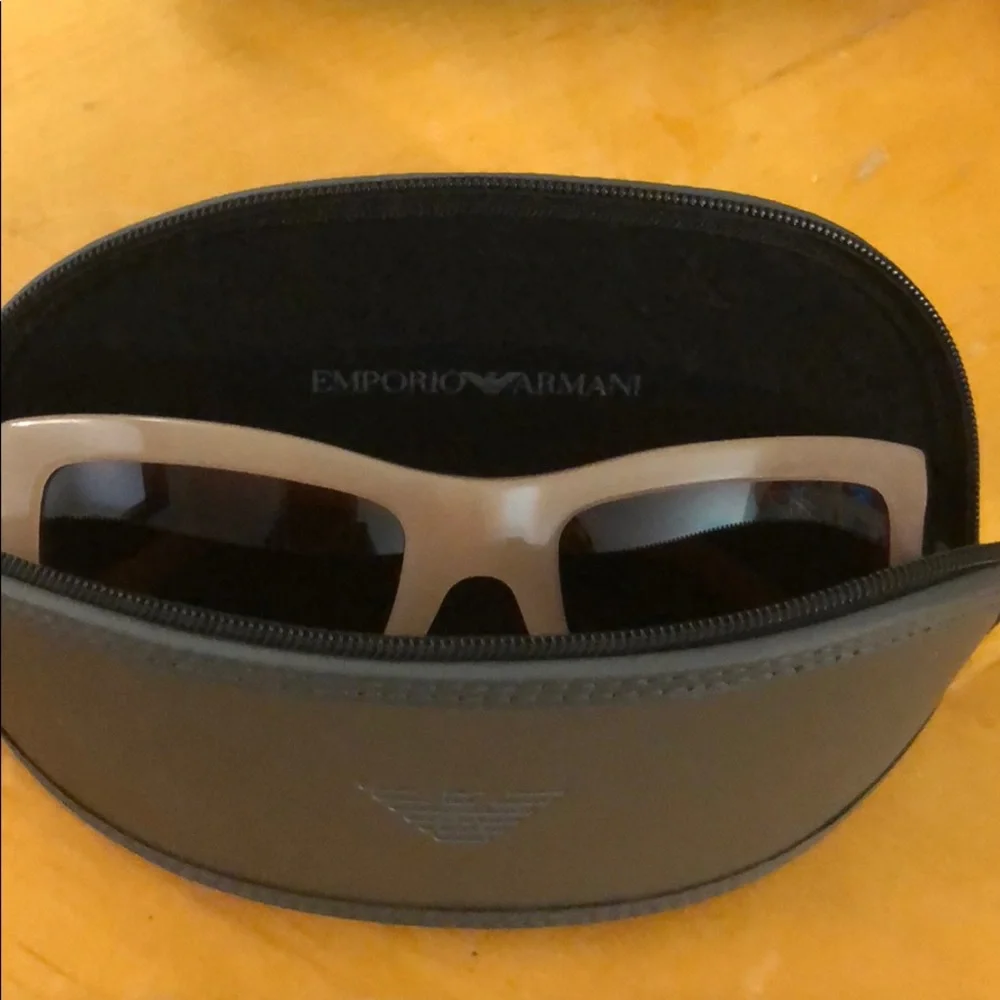 Emporio Armani Pink Beige Square Gradient Women's Sunglasses with Gold Temples
